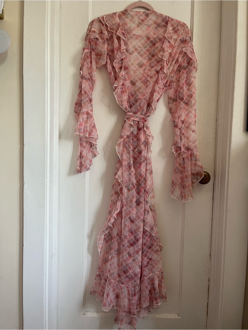 Victoria's Secret Pink Plaid Ruffle Sheer Robe - Picture 3 of 4